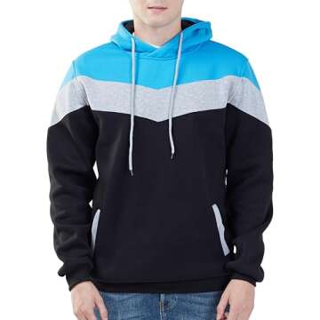 Mooncolour Mens Novelty Color Block Hoodies - Cozy Fabric, Stylish Fit for Autumn