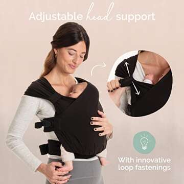 Boba Bliss Hybrid Baby Carrier Newborn to Toddler - 2-in-1 Baby Wrap & Baby Carrier - Pre-Wrapped Baby Sling Wrap Newborn - Certified Hip-Healthy - Soft & Stretchy Baby Sling Carrier- 7-35 lbs (Black)