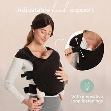 Boba Bliss Hybrid Baby Carrier Newborn to Toddler - 2-in-1 Baby Wrap & Baby Carrier - Pre-Wrapped Baby Sling Wrap Newborn - Certified Hip-Healthy - Soft & Stretchy Baby Sling Carrier- 7-35 lbs (Black)