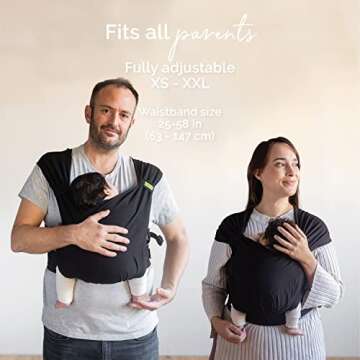Boba Bliss Hybrid Baby Carrier Newborn to Toddler - 2-in-1 Baby Wrap & Baby Carrier - Pre-Wrapped Baby Sling Wrap Newborn - Certified Hip-Healthy - Soft & Stretchy Baby Sling Carrier- 7-35 lbs (Black)