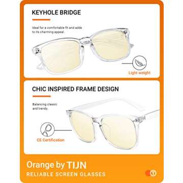 TIJN Gaming Glasses Blue Light Blocking Glasses for Women Men Nerd Eyeglasses Anti Eyestrain Anti UV Glare (Transparent(Gaming Glasses))