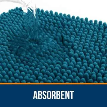 OLANLY Bathroom Rugs 30x20, Extra Soft Absorbent Chenille Bath Rugs, Rubber Backing Quick Dry, Machine Washable Bath Mats for Bathroom Floor, Tub and Shower, Home Decor Accessories, Peacock Blue