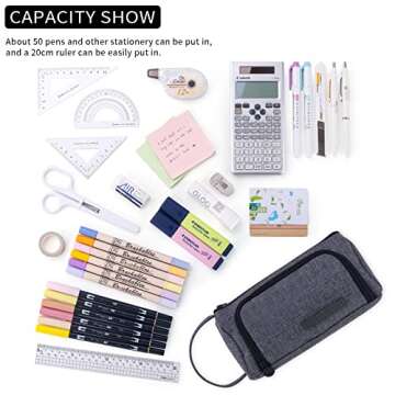 EASTHILL Pencil Case Large Capacity Pencil Pouch School Suppies Pen Case Simple Stationery College O...