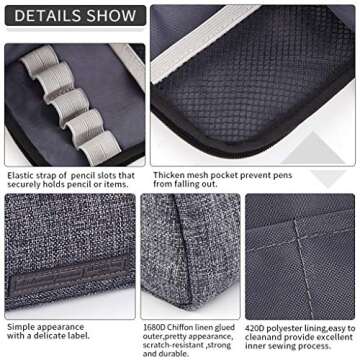 EASTHILL Pencil Case Large Capacity Pencil Pouch School Suppies Pen Case Simple Stationery College Office Organizer for Girls Adults- Dark Gray