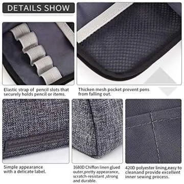 EASTHILL Pencil Case Large Capacity Pencil Pouch School Suppies Pen Case Simple Stationery College Office Organizer for Girls Adults- Dark Gray
