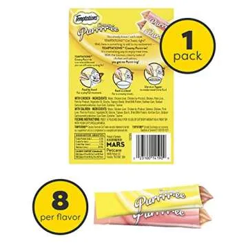 Temptations Creamy Puree with Chicken and Salmon Variety Pack of Lickable, Squeezable Cat Treats, 0....