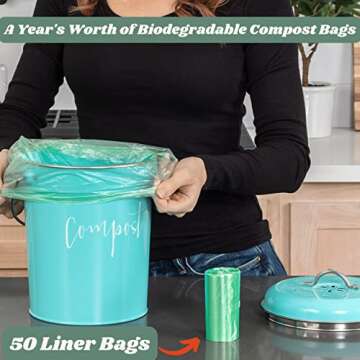 Modern Barnhaus Compost Tumbler: Stylish Teal Kitchen Compost Bin for Sustainable Living