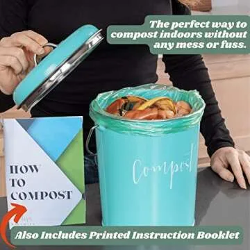 Stylish Teal Indoor Compost Bin for Eco-Friendly Living