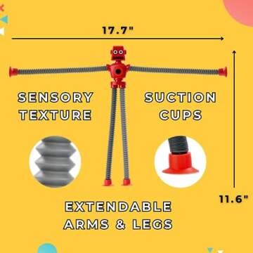 nutty toys Sensory Robot Toys 4pk - Top Pop Tubes Fidget 2025 for ADHD Autism Ages 3 4 5 6 7 8 9 10, Best Kids Travel Idea, Unique Easter Presents & Valentines Day Toddler, Tween, Girl & Boy Gifts