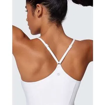 CRZ YOGA UPF 50+ Tennis Dress for Women with Built-in Shorts and Bras for Athletic Workout Exercise Golf White Medium