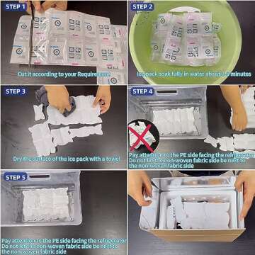 Shipping Cold Packs Dry Ice for Shipping Frozen Food, Freezer Ice Pack Sheets for Coolers 14'' X 13'', Flexible Freezer Cold Packs Keep Food Fresh Beverage Cold, 10 PCS Ice Blanket Sheets, 4 x 6 Cells