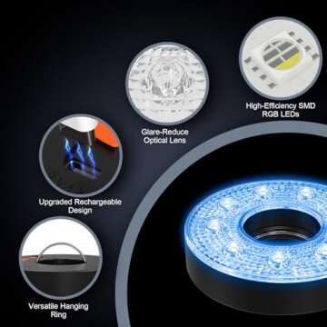 KINGTOP Rechargeable LED Golf Hole Light - Waterproof, Focused Illumination Lens, Remote-Controller,...