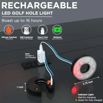 KINGTOP Rechargeable LED Golf Hole Light - Waterproof, Focused Illumination Lens, Remote-Controller, Perfect for Backyard Night Golf Practice Putting Green, Camping, Outdoor Party, O-4Pack