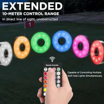 KINGTOP Rechargeable LED Golf Hole Light - Waterproof, Focused Illumination Lens, Remote-Controller, Perfect for Backyard Night Golf Practice Putting Green, Camping, Outdoor Party, O-4Pack