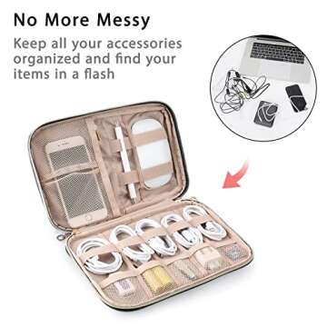 BAGSMART Electronics Organizer Travel Case, Travel Cable Organizer Bag for Travel Essentials & Accessories for Women, Cord Organizer for Phone, SD Card, Grey