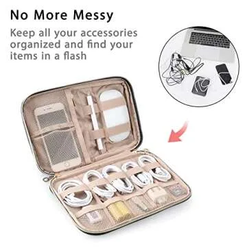 BAGSMART Electronics Organizer Travel Case, Travel Cable Organizer Bag for Travel Essentials & Accessories for Women, Cord Organizer for Phone, SD Card, Grey