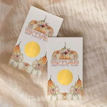 Rustic Pumpkin Scratch Off Cards 30 Pack - Thanksgiving Party Games for Adults, Fall Showers, Raffle Tickets, Friendsgiving Favors
