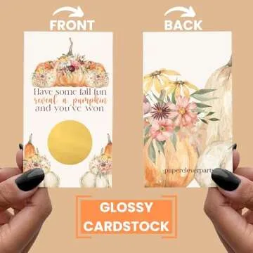 Rustic Pumpkin Scratch Off Cards 30 Pack - Thanksgiving Party Games for Adults, Fall Showers, Raffle Tickets, Friendsgiving Favors