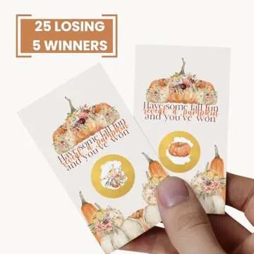 Rustic Pumpkin Scratch Off Cards 30 Pack - Thanksgiving Party Games for Adults, Fall Showers, Raffle Tickets, Friendsgiving Favors