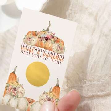 Rustic Pumpkin Scratch Off Cards 30 Pack - Thanksgiving Party Games for Adults, Fall Showers, Raffle Tickets, Friendsgiving Favors