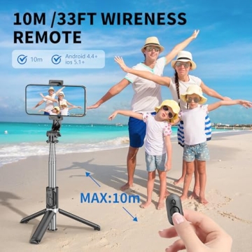 Lightweight Selfie Stick Tripod with Remote for iPhone and Galaxy