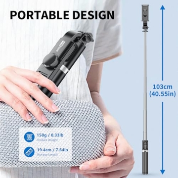 Lightweight Selfie Stick Tripod with Remote for iPhone and Galaxy