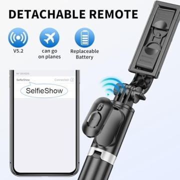 Lightweight Selfie Stick Tripod with Remote for iPhone and Galaxy