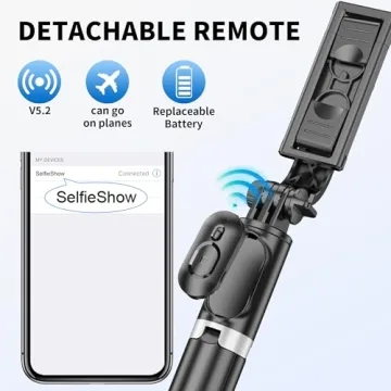 Lightweight Selfie Stick Tripod with Remote for iPhone and Galaxy