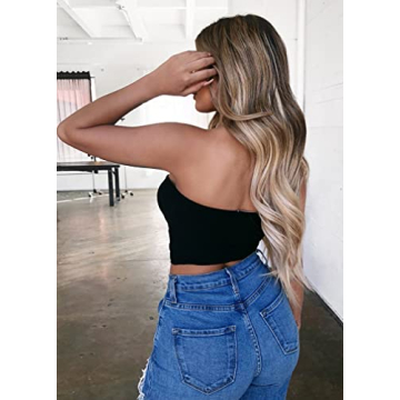 LAGSHIAN Women's Stylish Strapless Crop Top for Summer