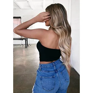 LAGSHIAN Women's Stylish Strapless Crop Top for Summer