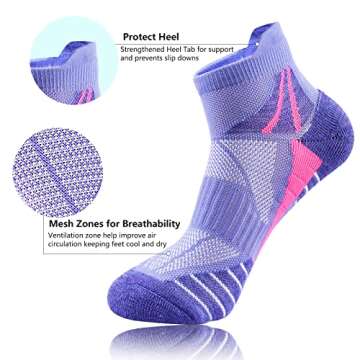 J.WMEET Womens Ankle Socks Athletic Cushioned Breathable Performance Sport Tab Cotton Quarter Women'...