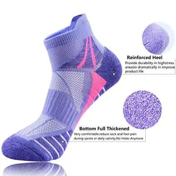 J.WMEET Womens Ankle Socks Athletic Cushioned Breathable Performance Sport Tab Cotton Quarter Women's Running Socks 6 Pack