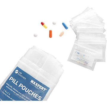 200 Pack Resealable Plastic Pill Pouches – Durable Travel Pill Bags with Labels