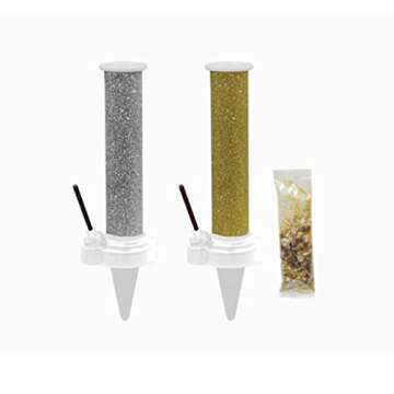 BEST PARTY EVER! Confetti Candle Cake Topper, Shower Your Cake in Edible Confetti Sprinkles, Fun Way to Celebrate Birthdays, Parties and More, 2-Pack, Gold/Silver