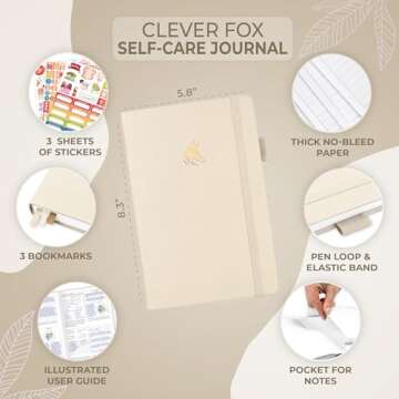 Clever Fox Self-Care Journal – Daily Reflection Notebook – Mental Health & Personal Development Planner, Meditation & Mood Log, A5 (Seashell)