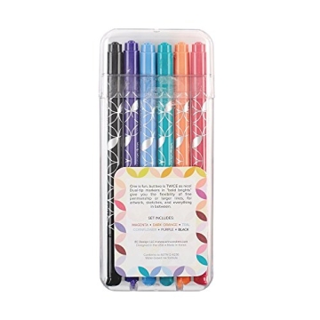 Erin Condren Designer Colorful Dual - Tip Markers - Bold Colors 6 Pack. Fine and Standard Tip Set, Double Sided for Drawing, Coloring, and Art. For Kids and Adults