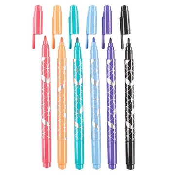 Erin Condren Designer Colorful Dual - Tip Markers - Bold Colors 6 Pack. Fine and Standard Tip Set, Double Sided for Drawing, Coloring, and Art. For Kids and Adults