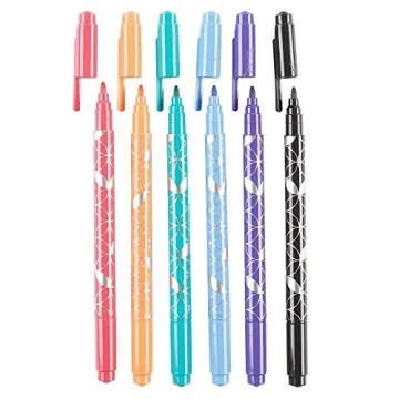 Erin Condren Designer Colorful Dual - Tip Markers - Bold Colors 6 Pack. Fine and Standard Tip Set, Double Sided for Drawing, Coloring, and Art. For Kids and Adults