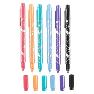Erin Condren Designer Colorful Dual - Tip Markers - Bold Colors 6 Pack. Fine and Standard Tip Set, Double Sided for Drawing, Coloring, and Art. For Kids and Adults