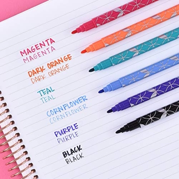Erin Condren Designer Colorful Dual - Tip Markers - Bold Colors 6 Pack. Fine and Standard Tip Set, Double Sided for Drawing, Coloring, and Art. For Kids and Adults