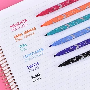Erin Condren Designer Colorful Dual - Tip Markers - Bold Colors 6 Pack. Fine and Standard Tip Set, Double Sided for Drawing, Coloring, and Art. For Kids and Adults