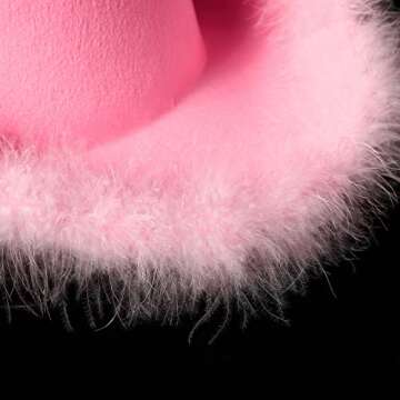 Amybasic Pink Cowboy Hat, Pink Cowgirl Hat, Pink Feather Boa Cowgirl Hat for Teengae Girls or Women