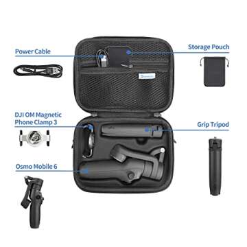GardTok OM 6 Case, PU Leather Portable Storage Bag With Shoulder Strap, Travel Case for DJI OSMO Mob...