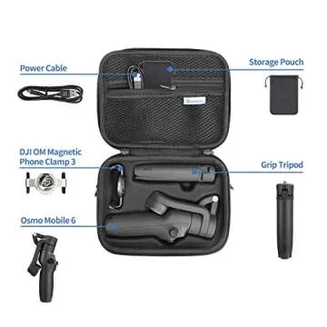 GardTok OM 6 Case, PU Leather Portable Storage Bag With Shoulder Strap, Travel Case for DJI OSMO Mob...