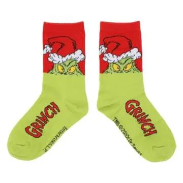 Grinch & Max Kids Crew Socks for Holiday Fun