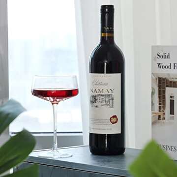 CUCUMI 8oz Martini Glasses, Coupe Glasses Set of 6, Premium Crystal Cocktail Glasses, Champagne Coupe Glass, Handblown Drinkware Set for Bar, Cocktails, Martinis, Margaritas, Parties