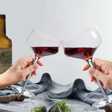 CUCUMI 8oz Martini Glasses, Coupe Glasses Set of 6, Premium Crystal Cocktail Glasses, Champagne Coupe Glass, Handblown Drinkware Set for Bar, Cocktails, Martinis, Margaritas, Parties