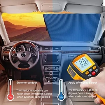 Retractable Car Windshield Sun Shade Blocks 99% UV Rays