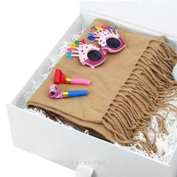 PACKHOME 16.3x14.2x5 Inches, 3 Extra Large Gift Boxes with Lids, Gift Boxes with Ribbon for Clothes ...