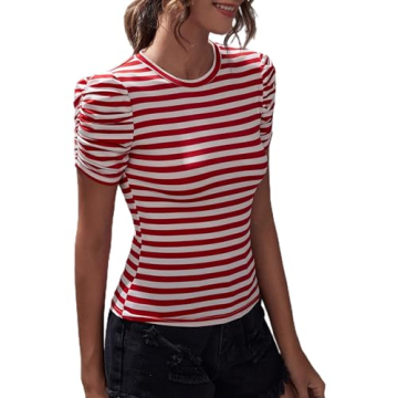 LilyCoco Women’s Striped Puff Sleeve Shirt - Comfortable & Stylish